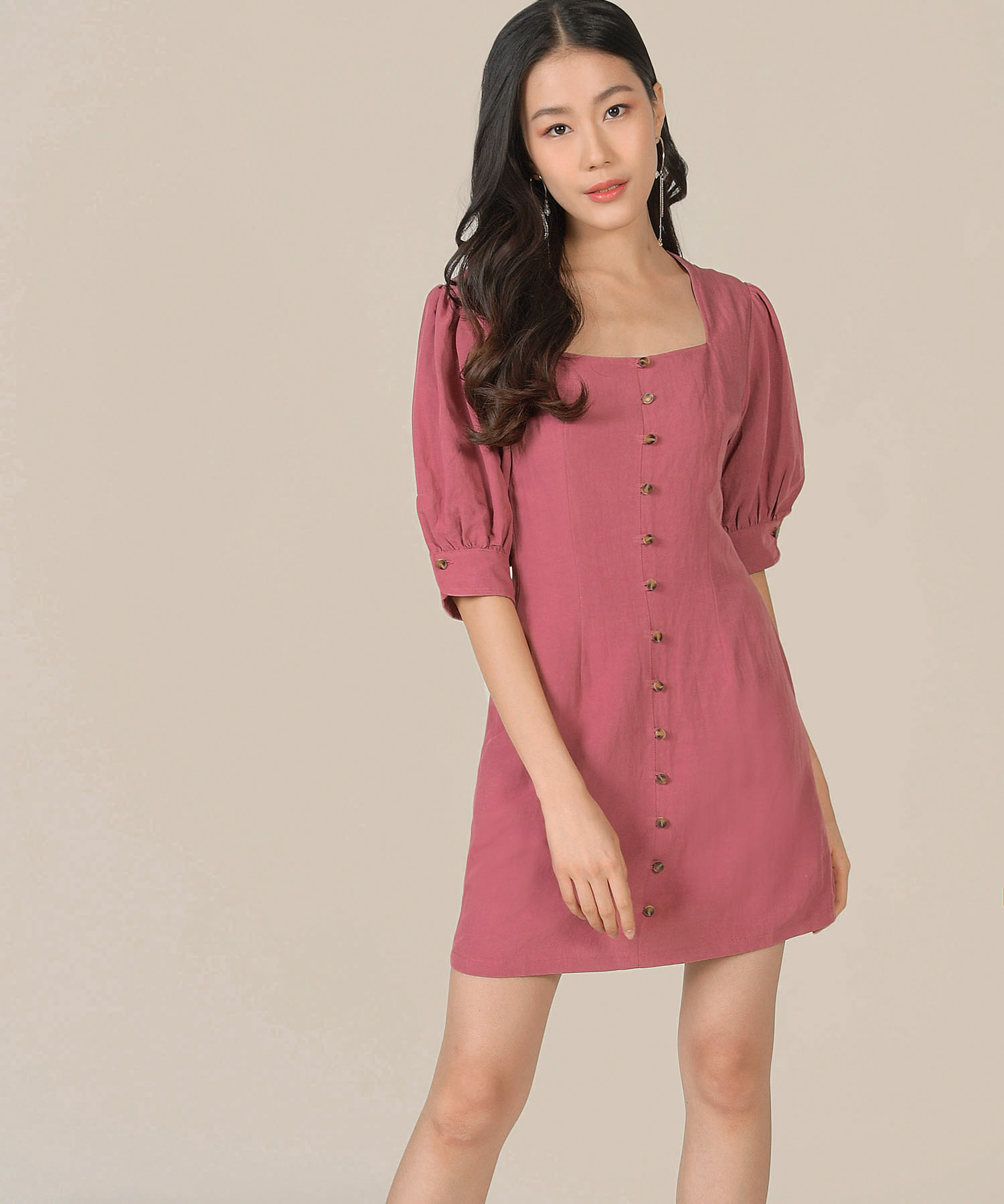 Caprice Button Down Dress - Rose Pink